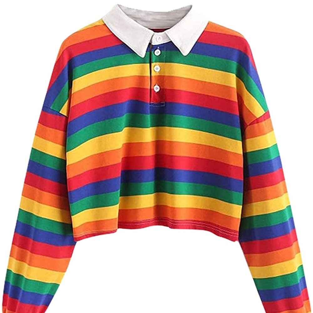 striped rainbow crop top